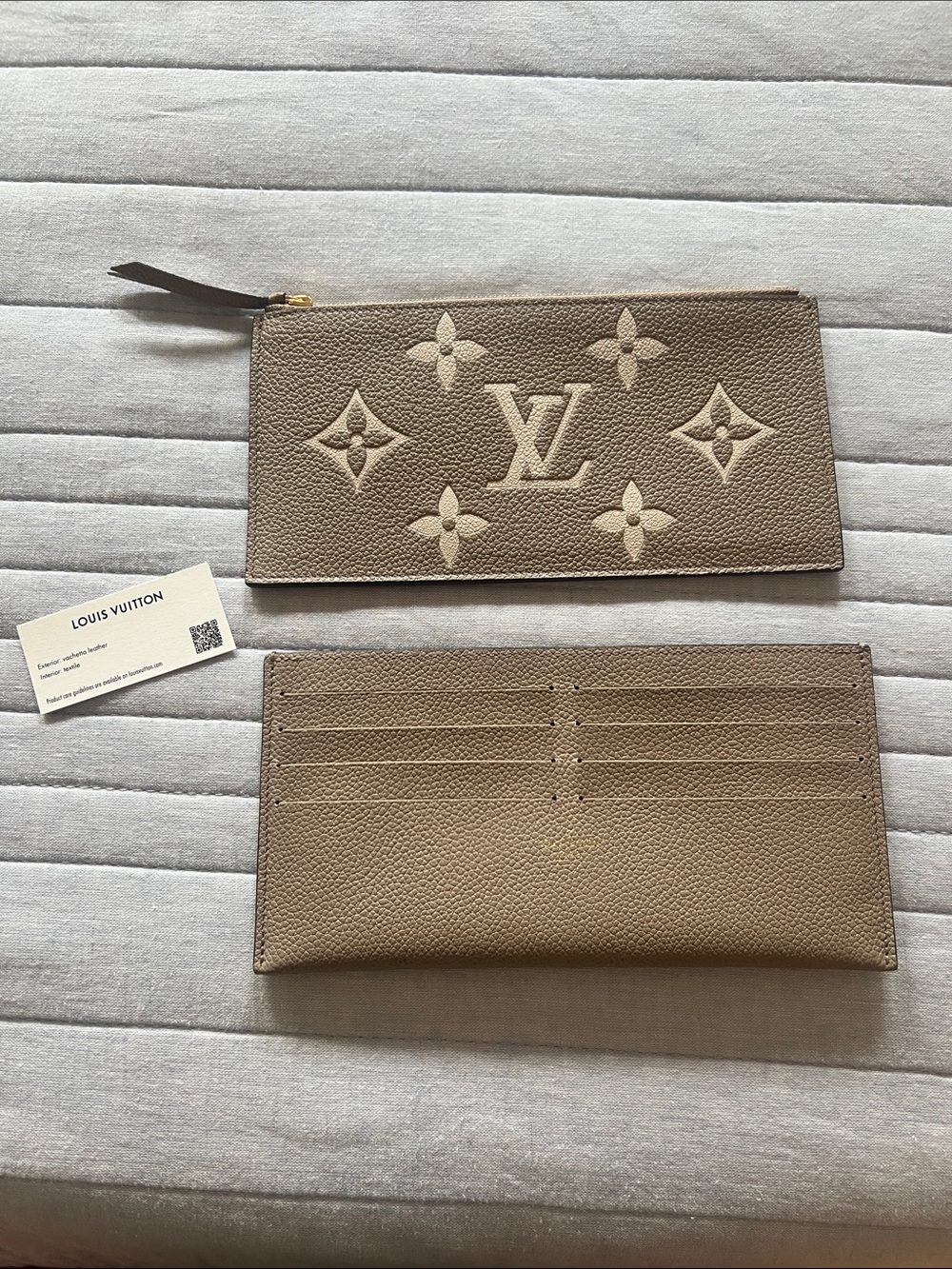 Louis Vuitton Monogram Empreinte Leather Wallet & Card Holder Gray/Cream NEW